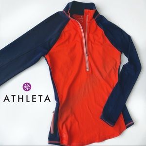 ATHLETA | running wild half zip sweater navy red
